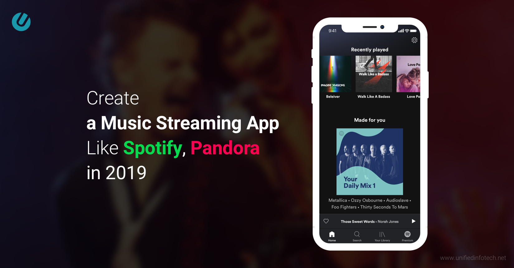 create a music streaming app featured